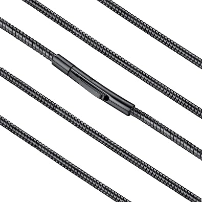 FaithHeart Stainless Steel Chains for Men, Silver/Black/14K Gold Plated Snake/Wheat/Box/Rope/Rolo Chain Necklace 16-30 Inches with Delicate Gift Box
