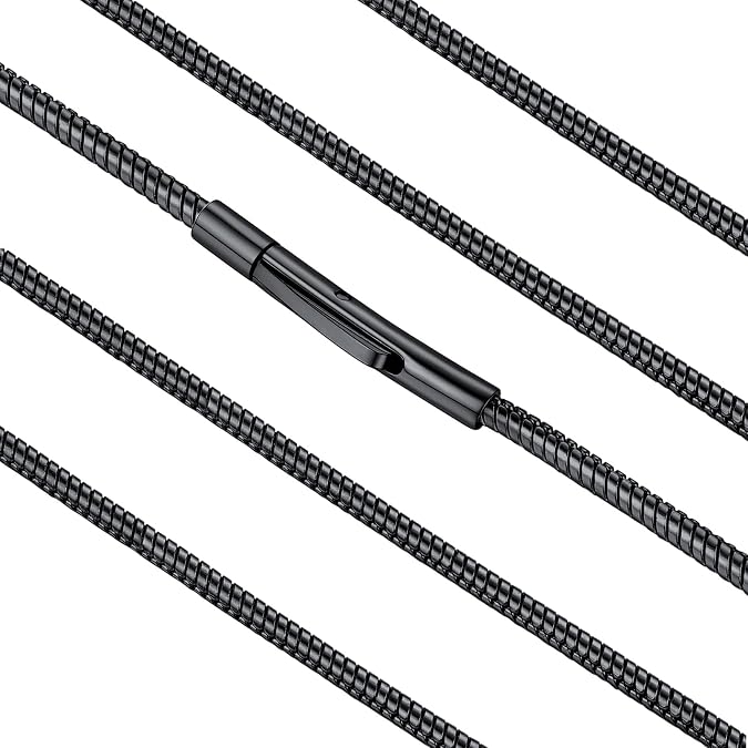 FaithHeart Stainless Steel Chains for Men, Silver/Black/14K Gold Plated Snake/Wheat/Box/Rope/Rolo Chain Necklace 16-30 Inches with Delicate Gift Box