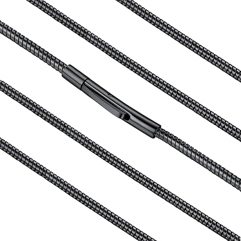 FaithHeart Stainless Steel Chains for Men, Silver/Black/14K Gold Plated Snake/Wheat/Box/Rope/Rolo Chain Necklace 16-30 Inches with Delicate Gift Box