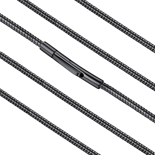 FaithHeart Stainless Steel Chains for Men, Silver/Black/14K Gold Plated Snake/Wheat/Box/Rope/Rolo Chain Necklace 16-30 Inches with Delicate Gift Box