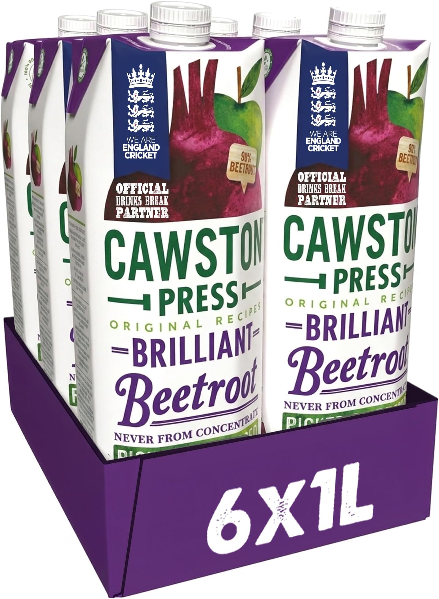 Brilliant Beetroot Pressed Juice 1 litre (Pack of 6) - Pure Pressed Beetroot, Vegan, No Added Sugar
