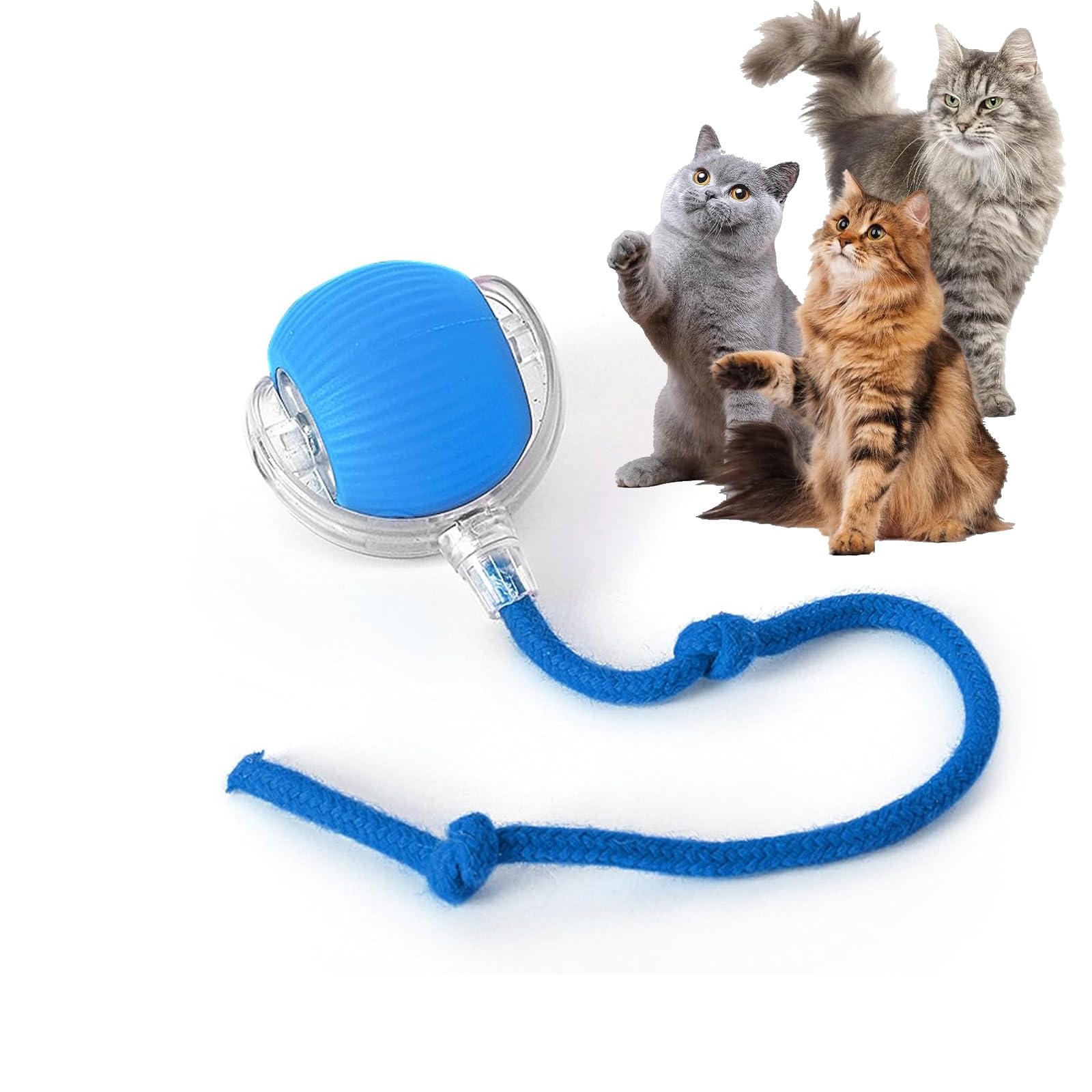 Rocfish Durable Interactive Cat Toys for Indoor Cats, Smart Automatic Cat Chase Ball Toy, Upgraded Speedy Tail Kitten Toy for Bored Indoor Adult Pets