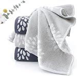 Pidada Ensemble de serviettes à main 4 Motif floral Hydrangea 100% Torchon en coton absorbant doux pour salle de bain (Denim Bleu)