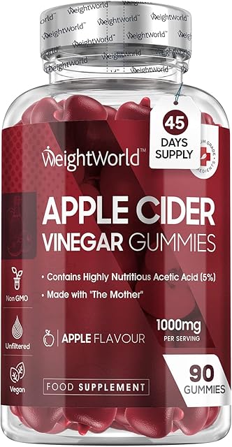 Apple Cider Vinegar Gummy 1000mg 90 Vegan Apple Cider Vinegar Gummies with Vitamin C, Vitamin B12, B6, B9 & Beetroot Powder Pure & Unfiltered Apple Cider Vinegar with Mother Gelatine-Free