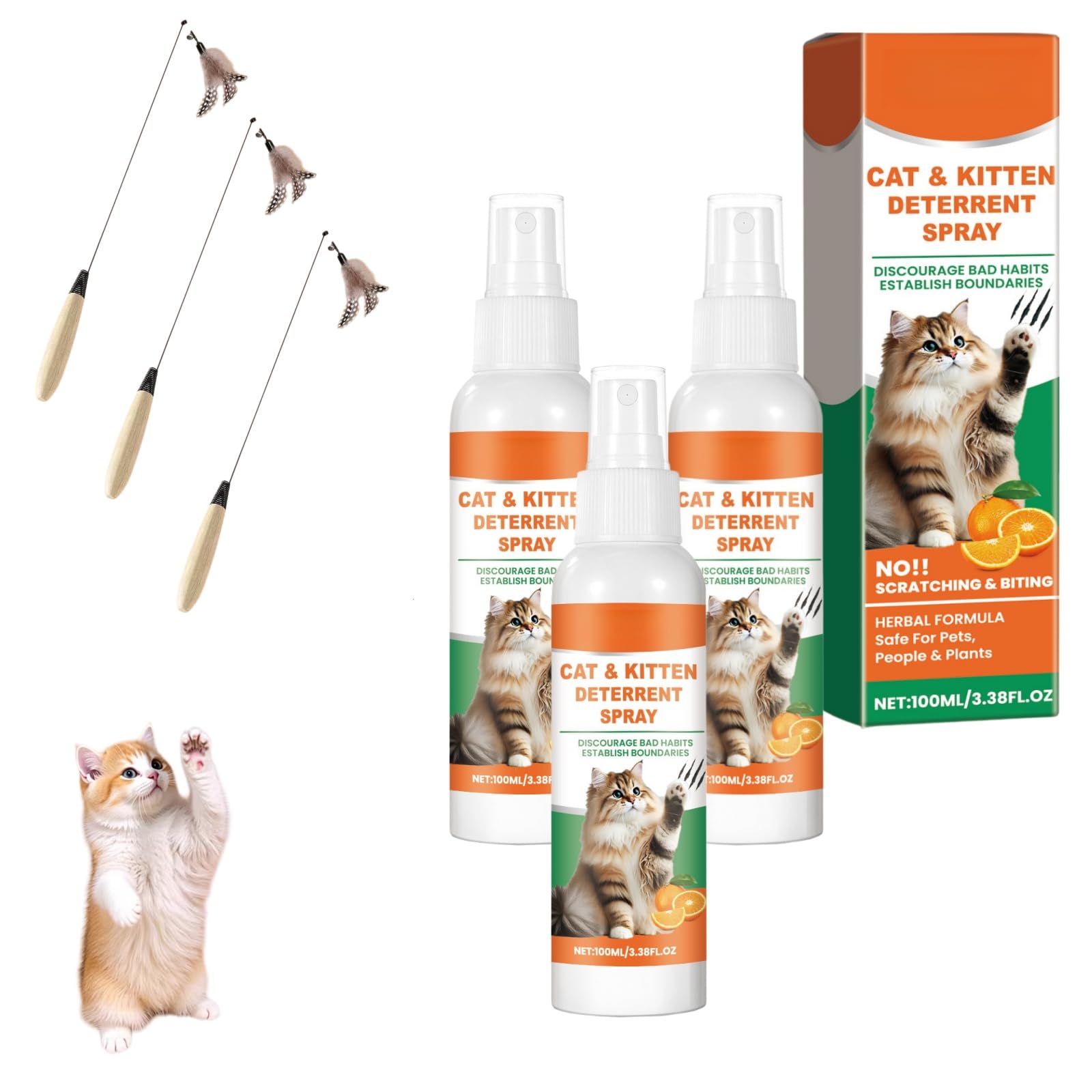 Générique Spray Anti Griffure Chat, Spray D'entraînement Chat, Protecteur de Meubles Contre Les Rayures de Chats pour Chats, Chiens, Intérieur et Extérieur, Canapé, Porte, Tabl 100 ML