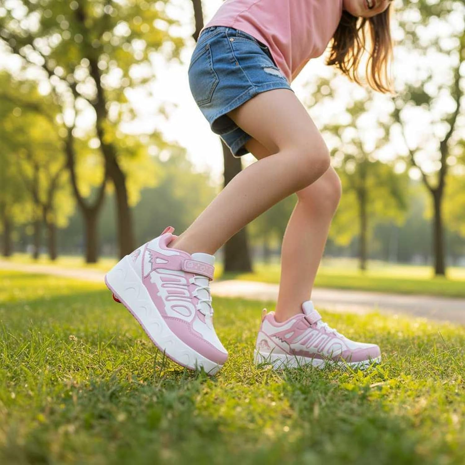Roller Skate Shoes for Kids Boys and Girls, Detachable 4-Wheel Sneakers for Outdoor Play, Beginner Friendly