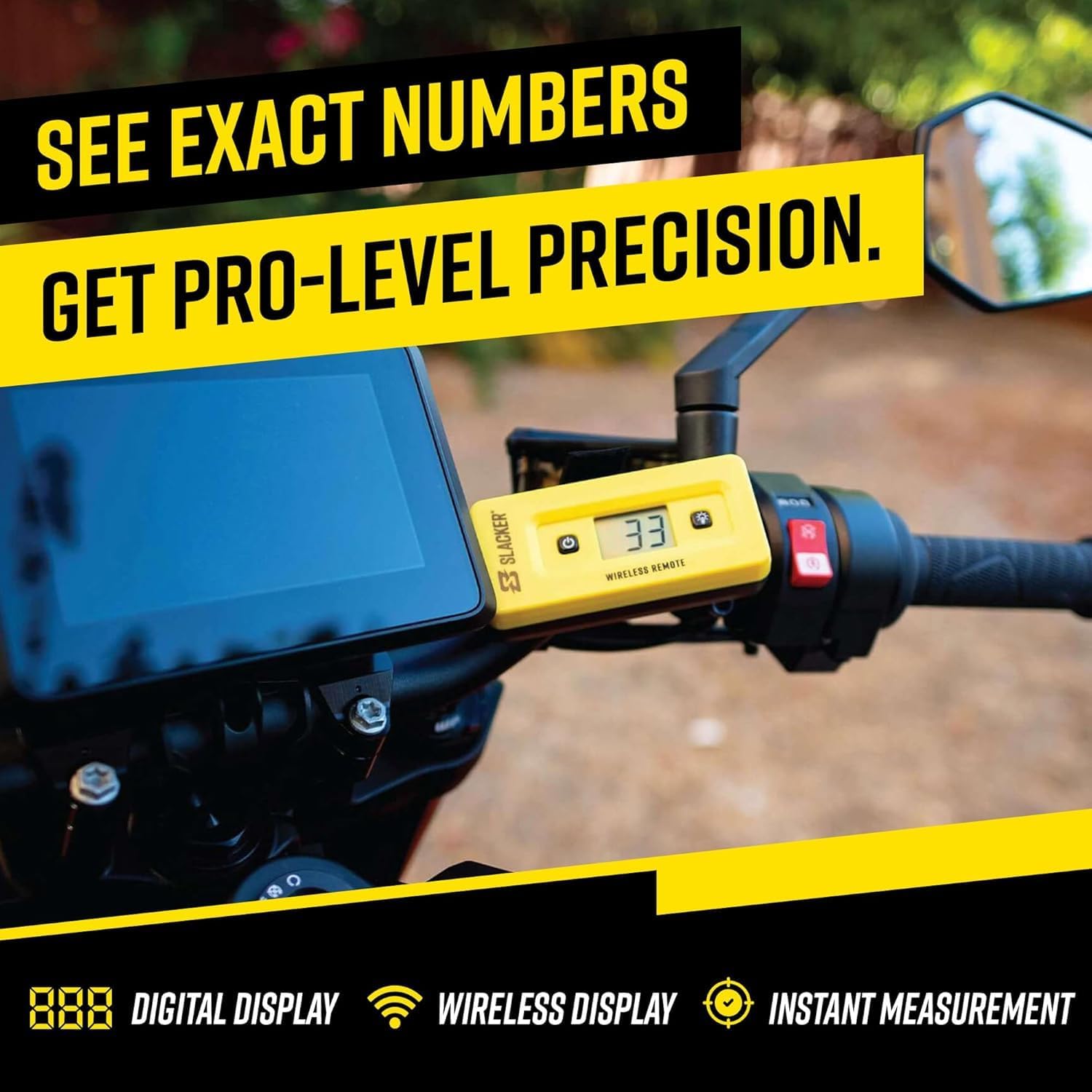 Slacker Wireless Remote Display – Bike Tool for Accurate Sag Setup and Suspension Tuning, Compatible with Slacker V5 (Yellow) – LCD Wireless Display for Smooth, Reliable Real-Time Measurement