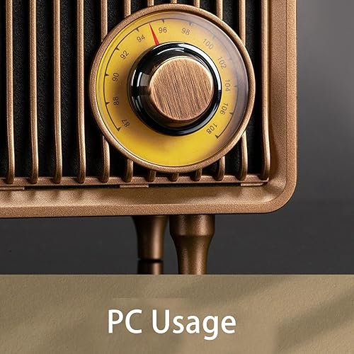 Vista 5 de Yosoo Health Gear Radio de sonido estéreo FM, grano de madera de imitación vintage, altavoz Bluetooth portátil, 1500mAh