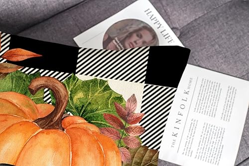 Miniatura 6 de 4TH Emotion Juego de 4 fundas de almohada de otoño de 18 x 18 pulgadas, diseño de búfalo de Acción de Gracias, decoración de granja, calabaza