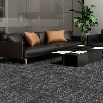 Petgrow Commercial Carpet Tiles, 24" x 24" Squares, 18 Tiles, 72 sq ft, Non-Slip Soft Floor Carpet for Office, Bedroom, Living Room,Easy DIY Installation with Flexlok Tabs 1 Box Sample,Gray