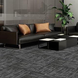 Petgrow Commercial Carpet Tiles, 24" x 24" Squares, 18 Tiles, 72 sq ft, Non-Slip Soft Floor Carpet for Office, Bedroom, Living Room, Kitchen, Garage,Easy DIY Installation with Flexlok Tabs