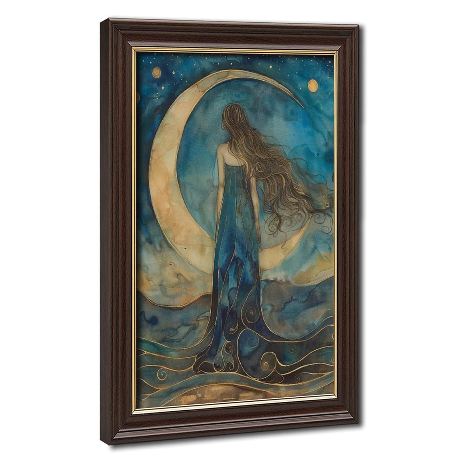 Bareronor Goddess Under A Crescent Moon Canvas Poster Bedroom Decor Landscape Office Room Decor Gift 24" L X 36" W