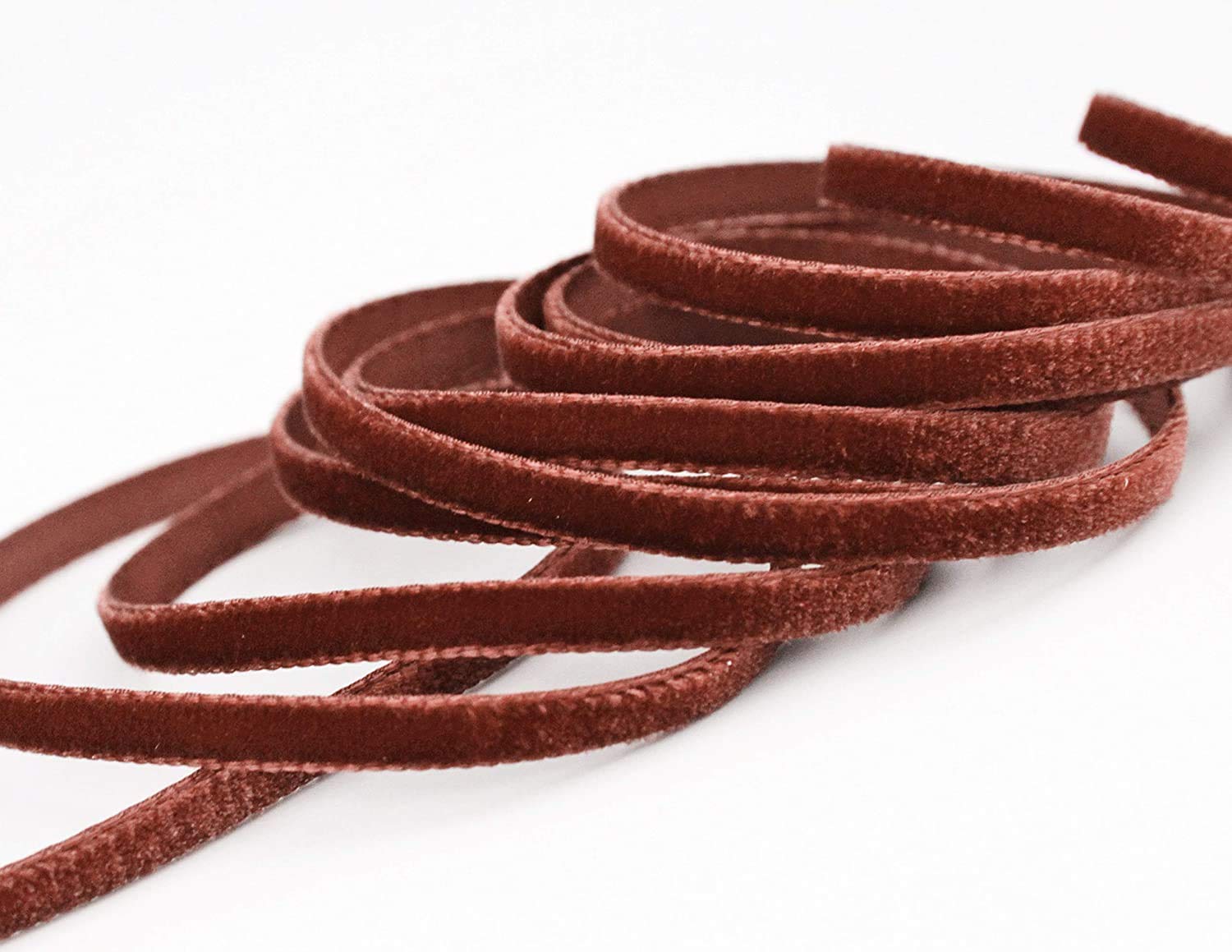 Finemark Rust Red / Brown 3m x 9mm Velvet Ribbon - Velvet on One Side, Solid Edge, Rustic Style, General Use