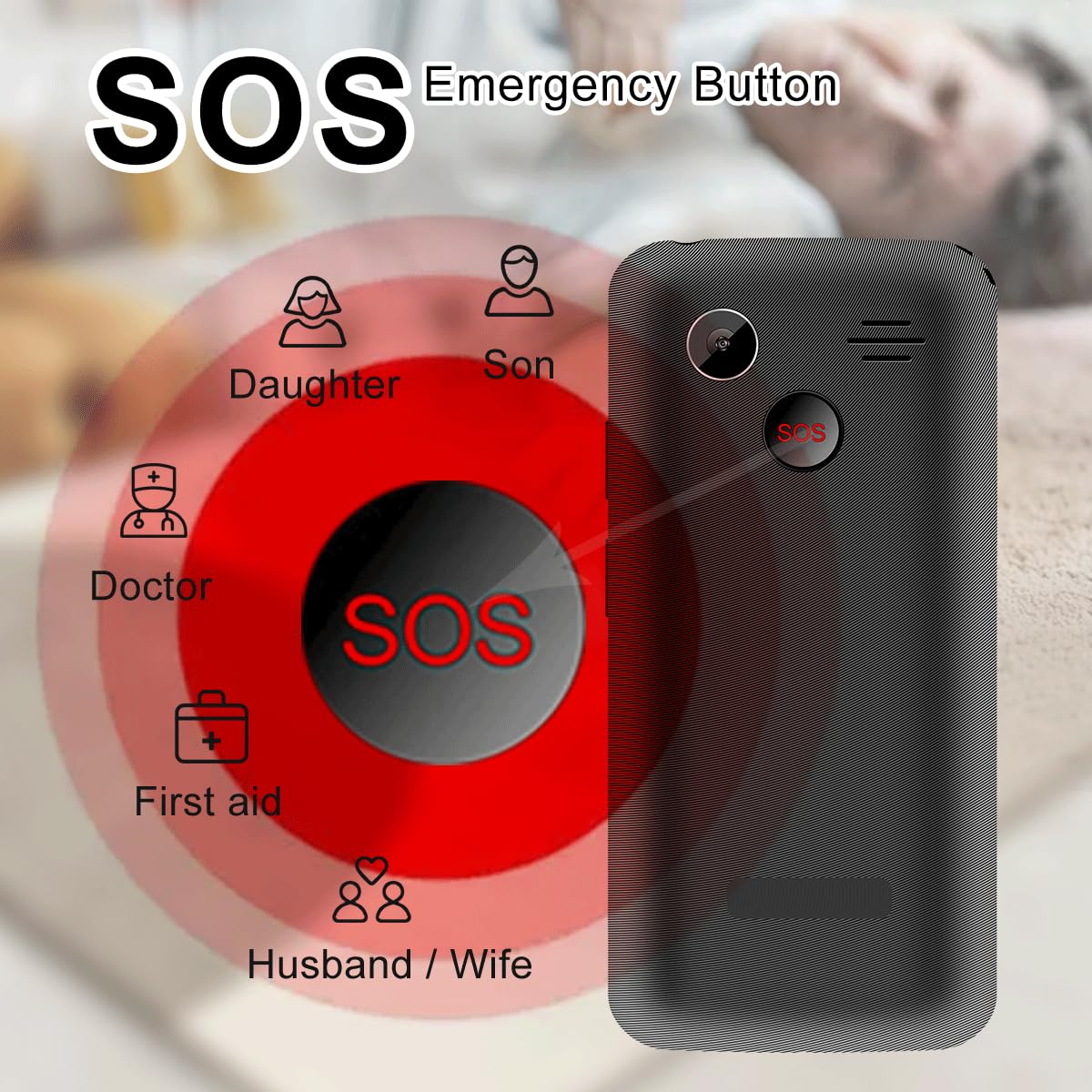 4G Téléphone Portable Senior débloqué,écran Couleur 2.2 Pouces,Facile à Utiliser, téléphone cellulaire de Base avec Grosses Touches| Bouton SOS | Radio FM | Torche |1400mAh Battery (Noir)
