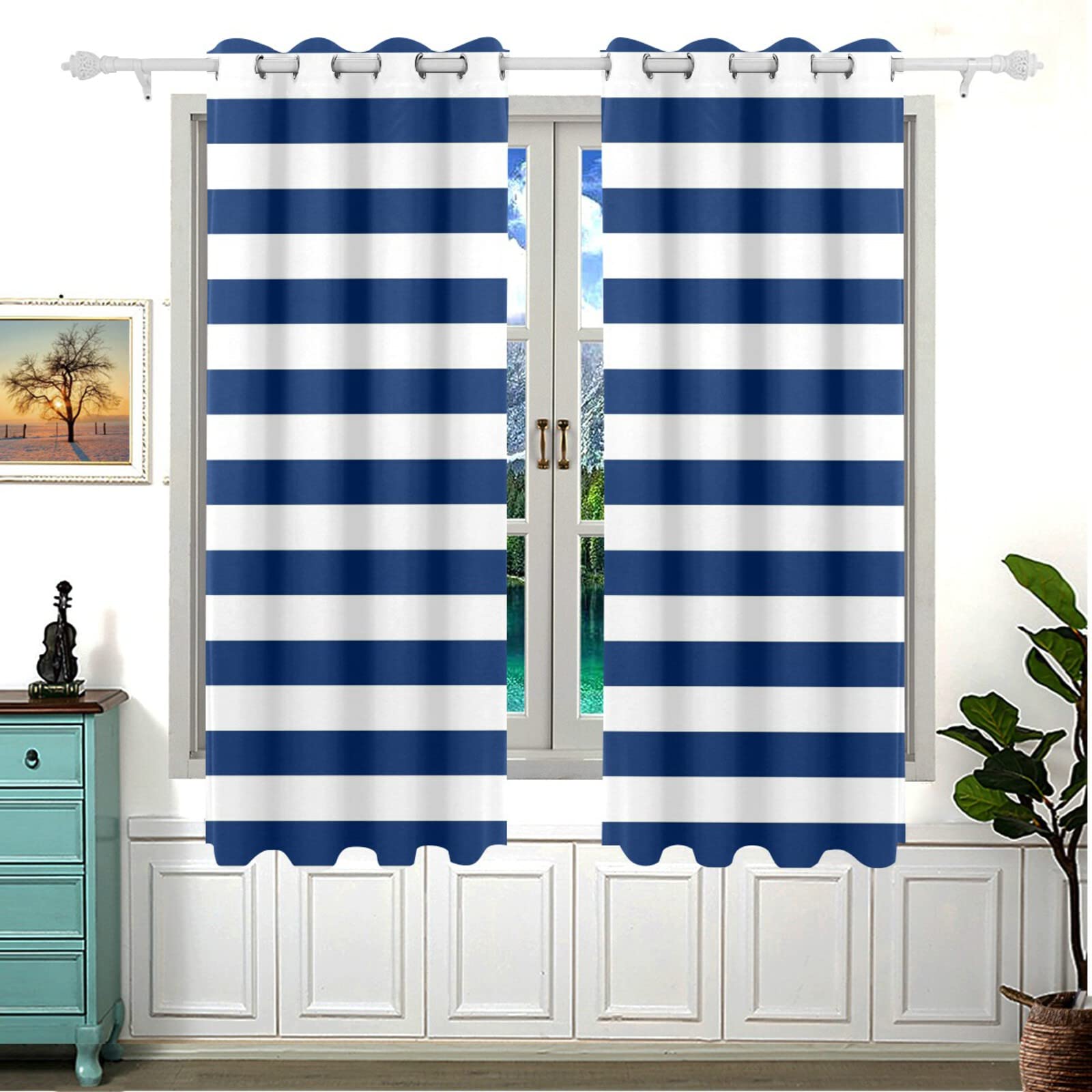 Tenda Coprente Ramses Blu Marine, Fettuccia E Passanti Nascosti 280x135 Cm 90427644