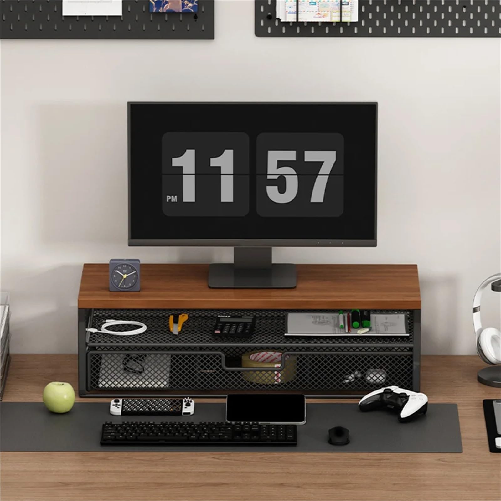 organizador escritorio 2-Tier Desk Organizer With Drawer Computer Stand Monitor Riser Office Accessories For Supplies