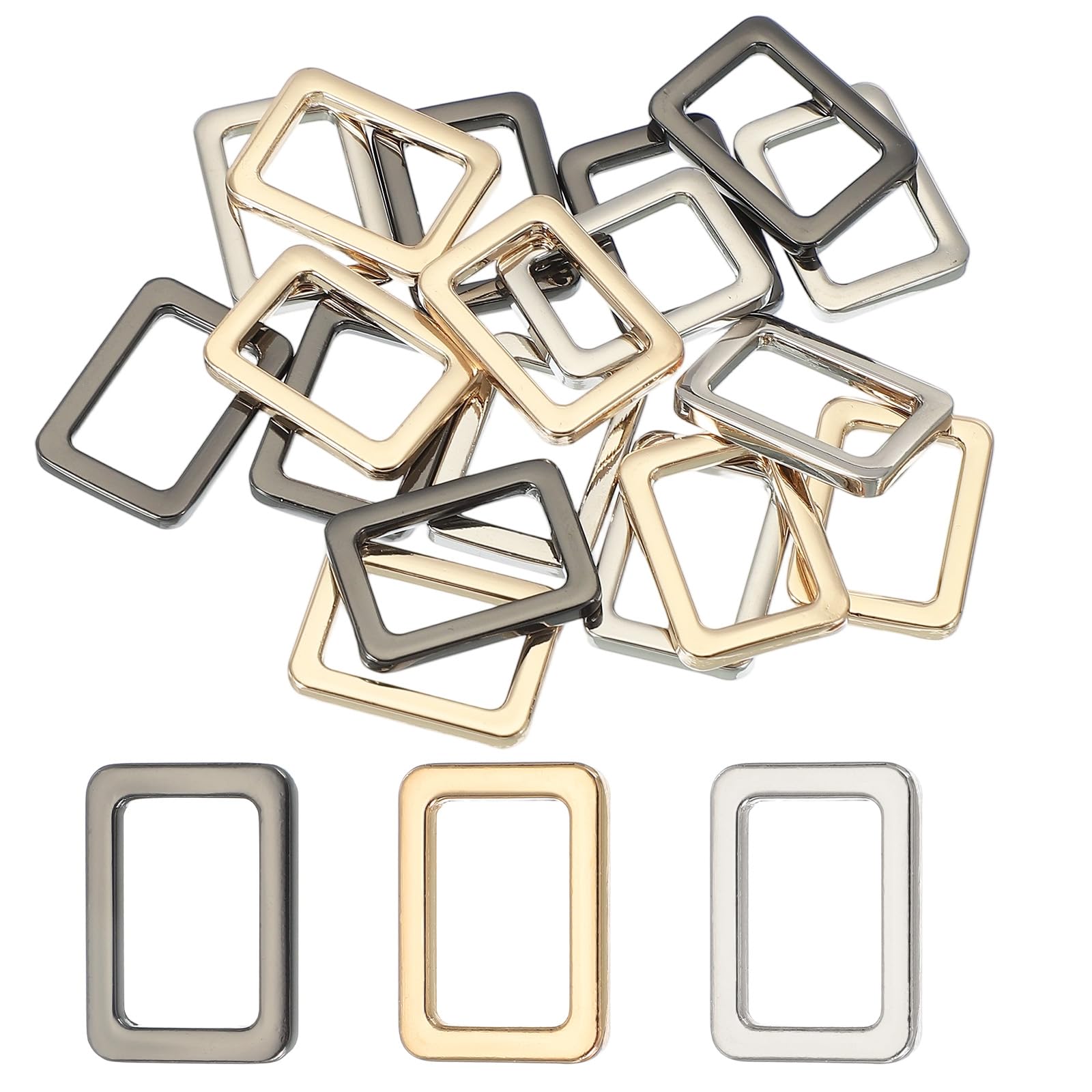 sourcing map Metal Flat Rectangle Ring Metal Rectangular Buckle Rings Square Strap Webbing Loop for Bag Belt