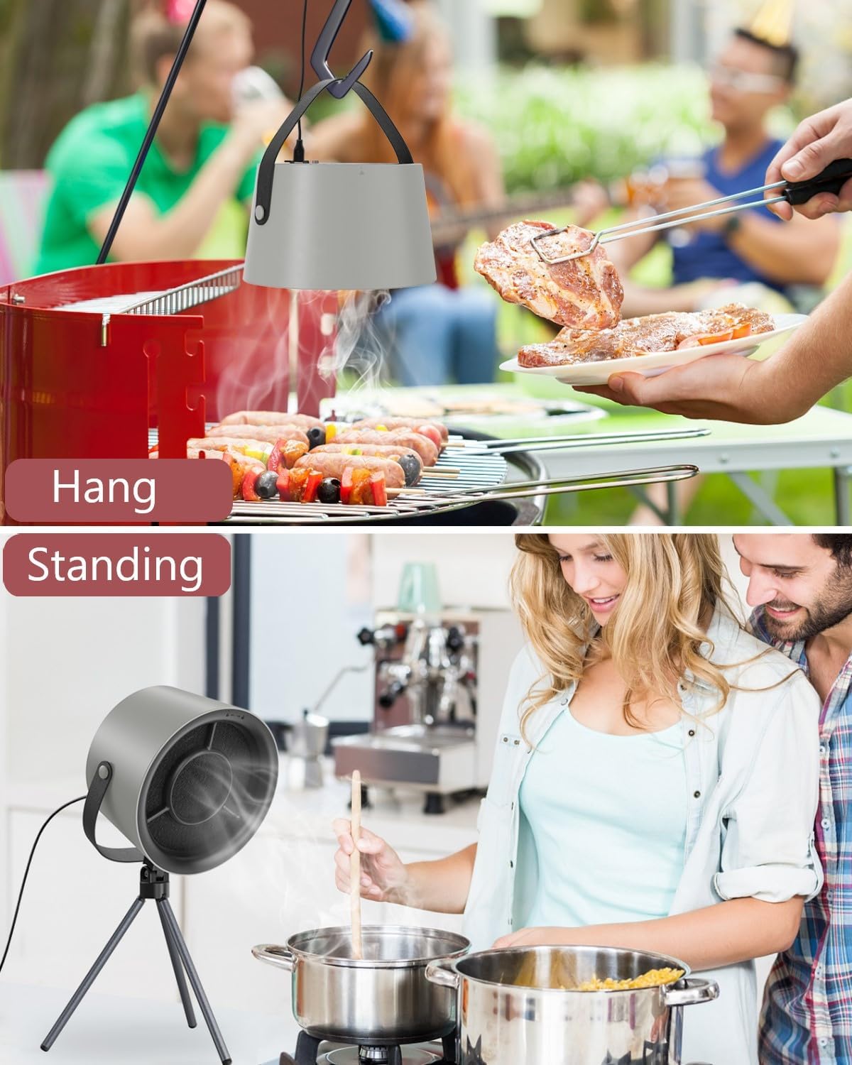 LOFICOPER Portable Range Hood, Desktop Range Hood, Portable Kitchen Exhaust Fan, Low Noise Mini Extractor Hood with 3 Speed, 5 Filter, 1200 Pa Suction, for Indoor BBQ, Hot Pot, Cooking