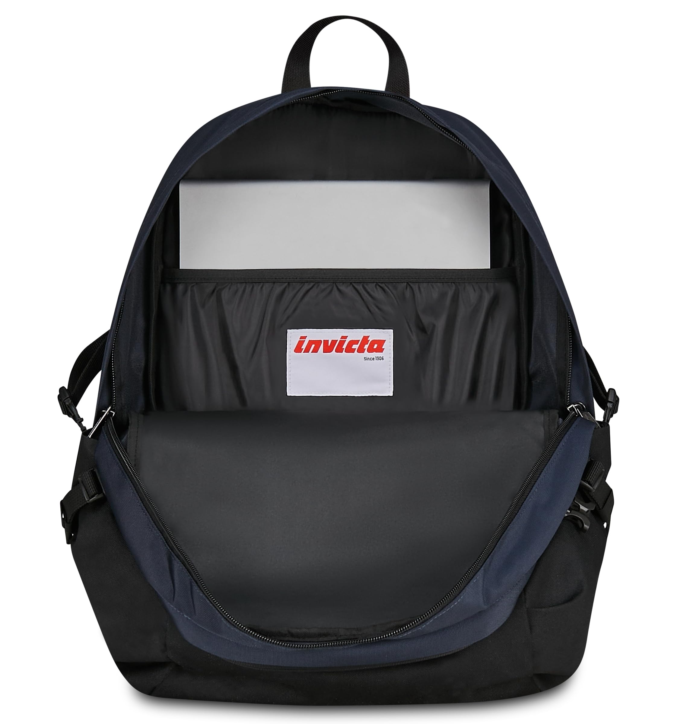 Invicta Zaino Scuola Act Plus, Blu, 29 L, Doppio Scomparto, Tasca interna con organizer, Tasche laterali portaborraccia, Scomparto interno porta pc, Scuola media e superiore, Ragazzo, Ragazza