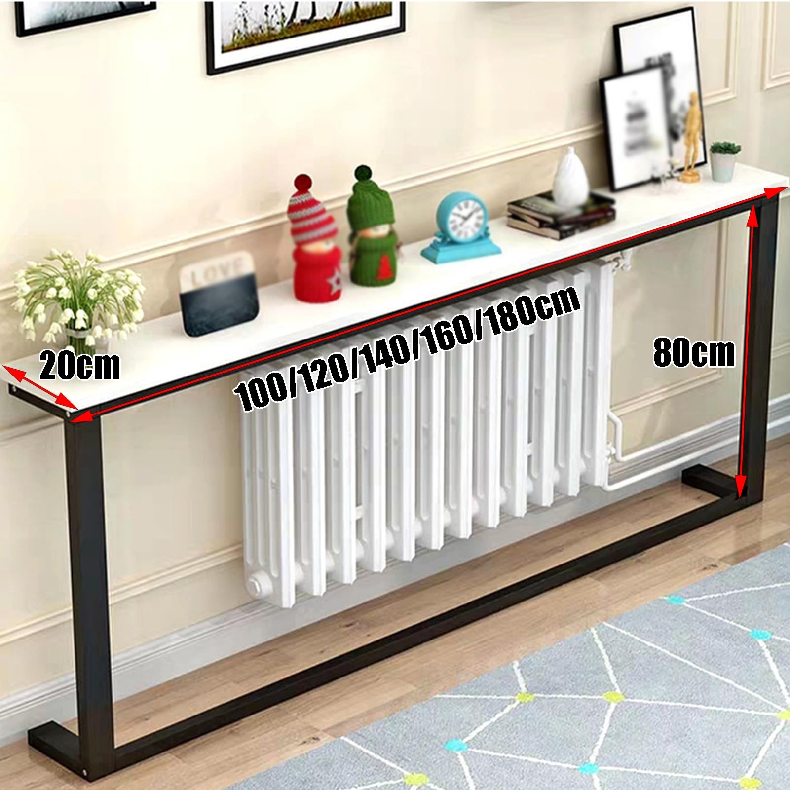 Copritermosifone Legno Galleggiante Sopra Termosifone Senza Forare Per(120x20x80cm)