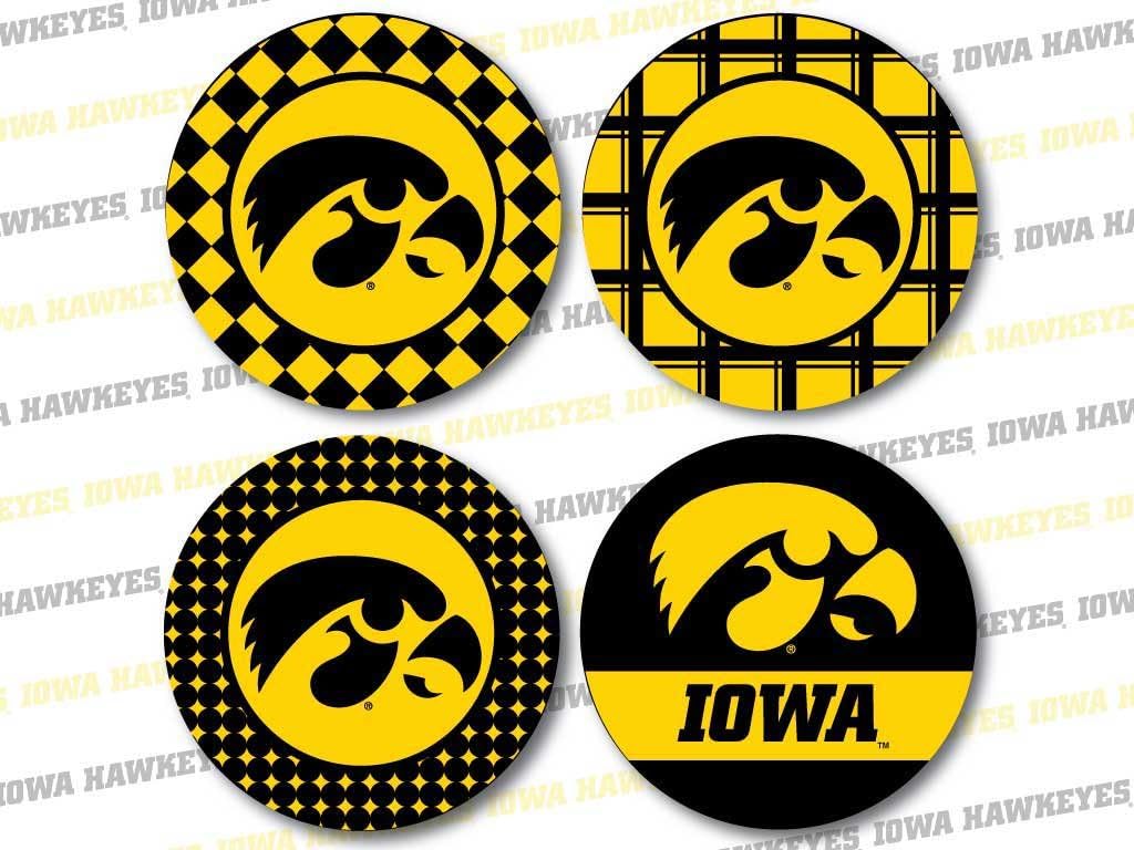 VictoryStore Coasters - University of Iowa Hawkeye Fan Coaster Set Design 3, Set of 4 Coasters