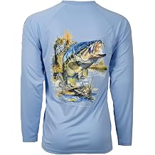 Bimini Bay Outfitters Hook M Performance Long Sleeve Fishing Shirt with with UPF Protection, Bass