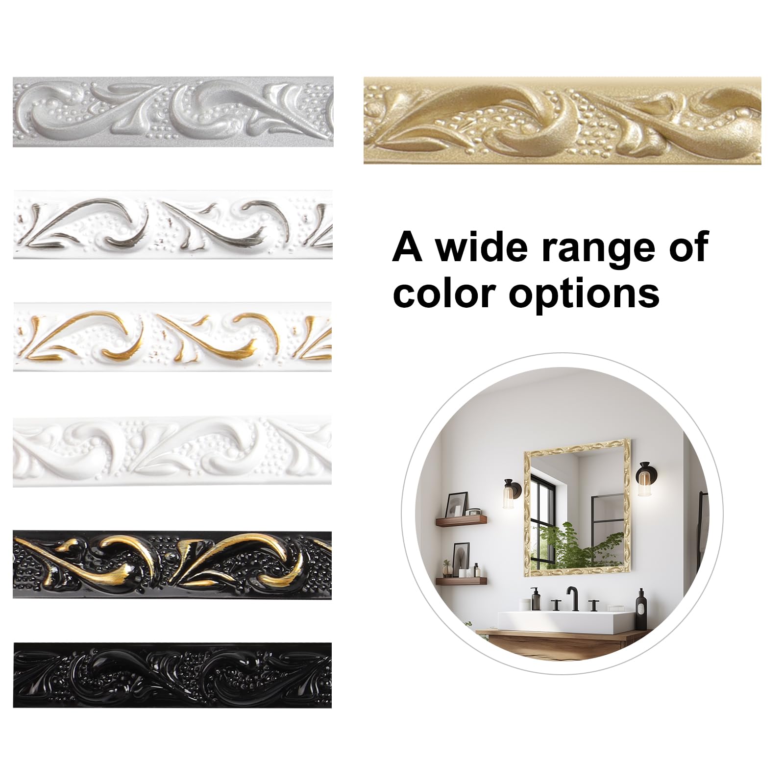 Moulure Murale Adhésive 3D ZTVOWTO - 500cm X 3.6cm, Blanc Et Or - Pour Meubles, Miroirs, Plinthes Et Décoration