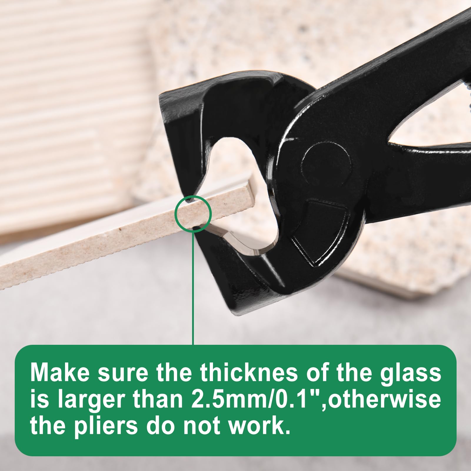 INJOYTEC Glass Tile Nipper 7.5 Inches Tile Working Tool with Compound Strength Spring Load for Tile up to 7/16 Inch Thick Quickly Cutting Mosaics Tile High Carbon Steel Double Blade Anti-Slip - Image 4