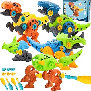 Take Apart Dinosaur Toys, 4PCS Take Apart Toys STEM Construction Building Toys Dinosaur Toys for Kids 4-8