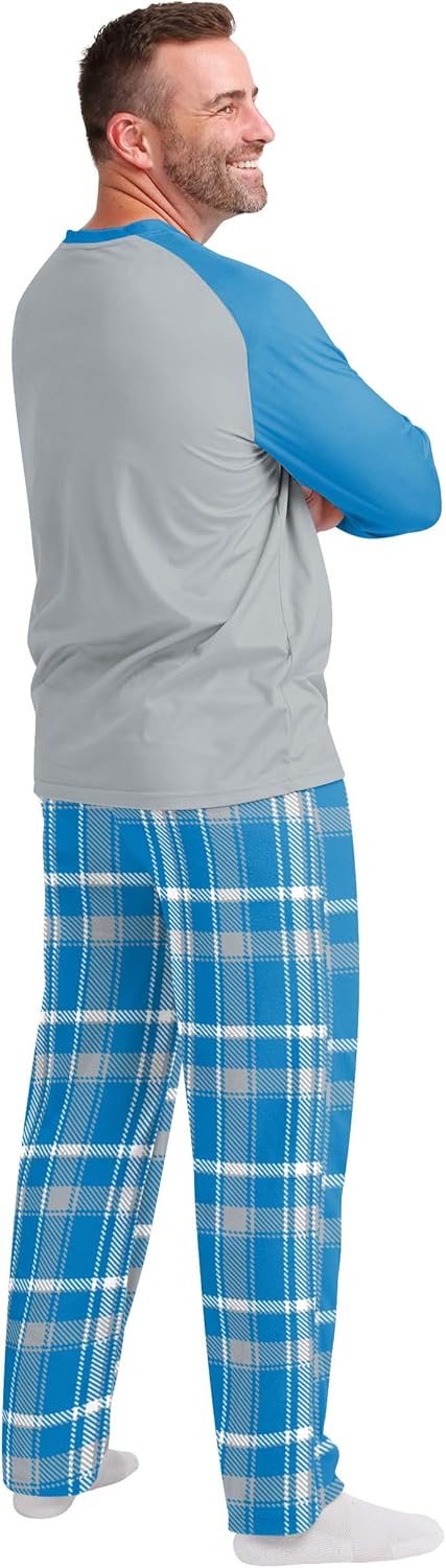 FOCO Detroit Lions Men's Pajama Shirt and Pants Lounge Set - Image 2