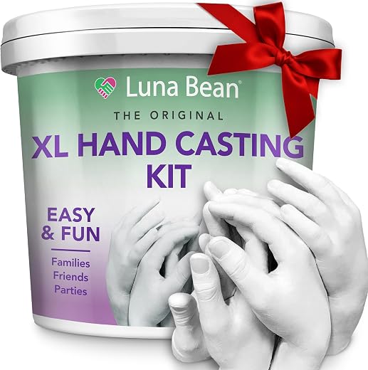 Luna Bean XL Family Hand Casting Kit – Extra-Large Hand Molding Kit for Families, Casts Up to 6 Hands – Plaster Craft Gift for Family, Parents, Grandparents and Keepsake Memorial