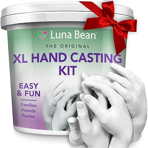 Luna Bean XL Family Hand Casting Kit – Extra Large Hand Mold Kit for Families, Casts Up to 6 Hands – Unique Family Gifts Ideas, Parents, Grandparents & Keepsake Memorial