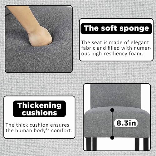 Miniatura 4 de Juego de 2 sillas decorativas Morden sin brazos, sillas de comedor tapizadas ocasionales para sala de estar con patas de madera y cojines de esponja