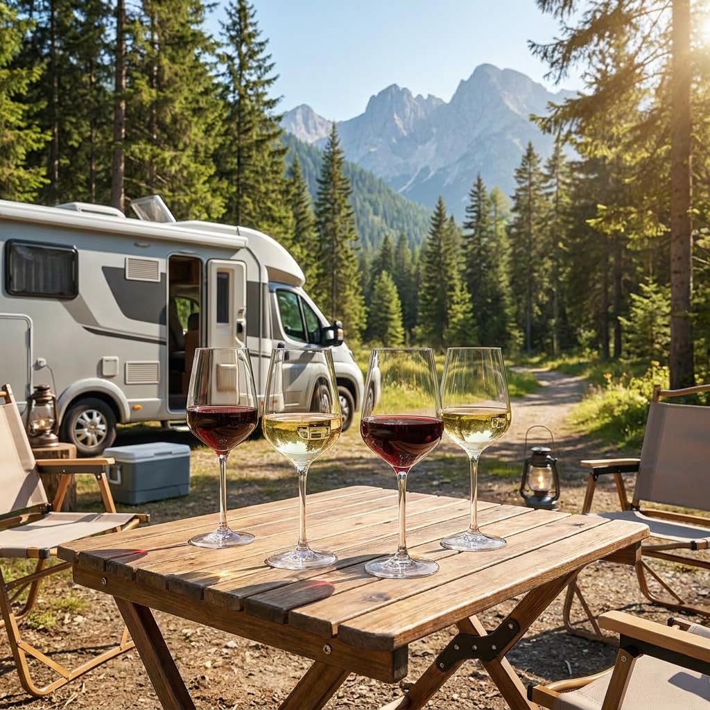 Generisch Lot de 4 verres à vin en Tritan de qualité supérieure (400 ml) incassables et transparents - Verres d'extérieur incassables avec tige - Pour camping, piscine, pique-nique et jardin - Sans