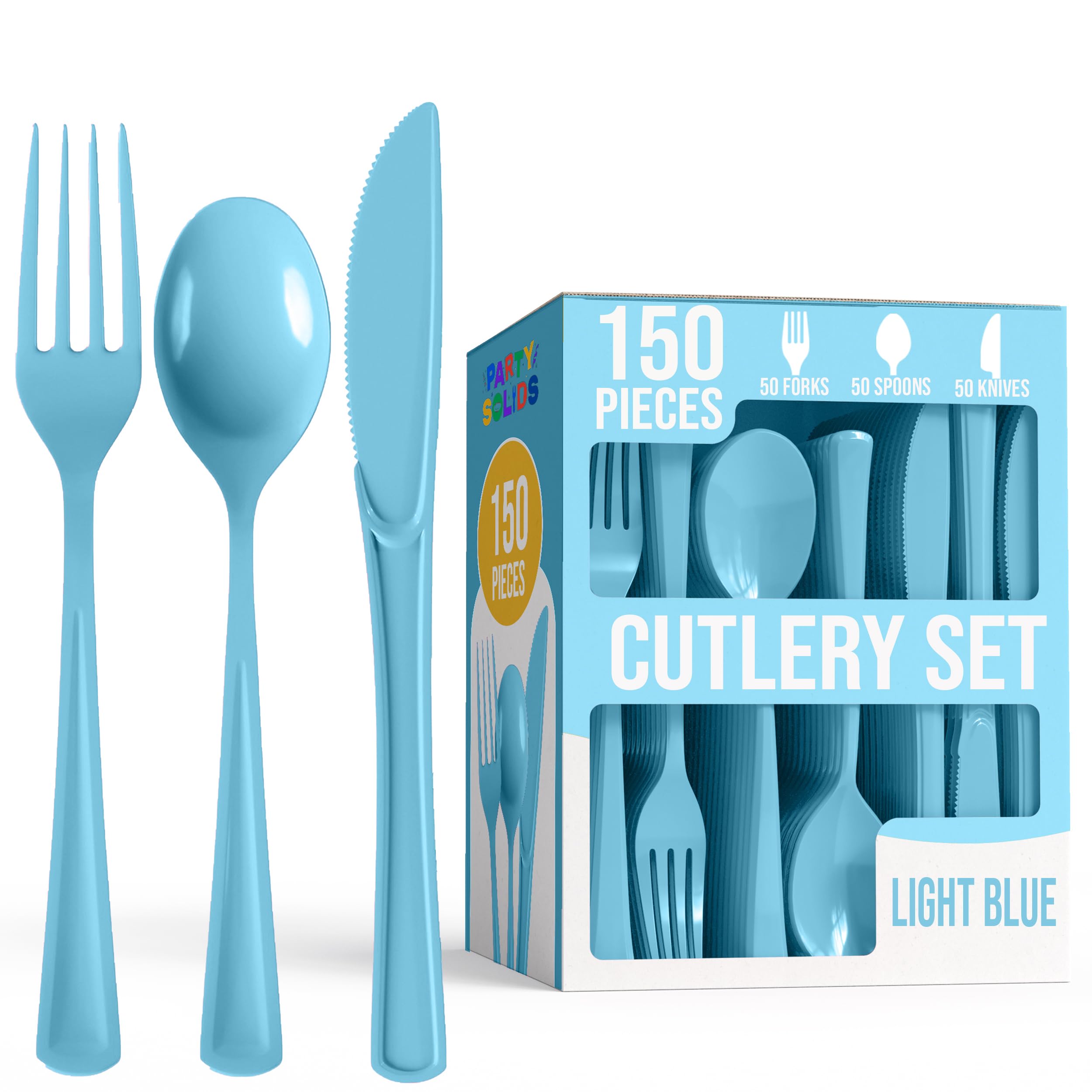 Amazon.com: Party Solids Light Blue Plastic Silverware Heavy Duty