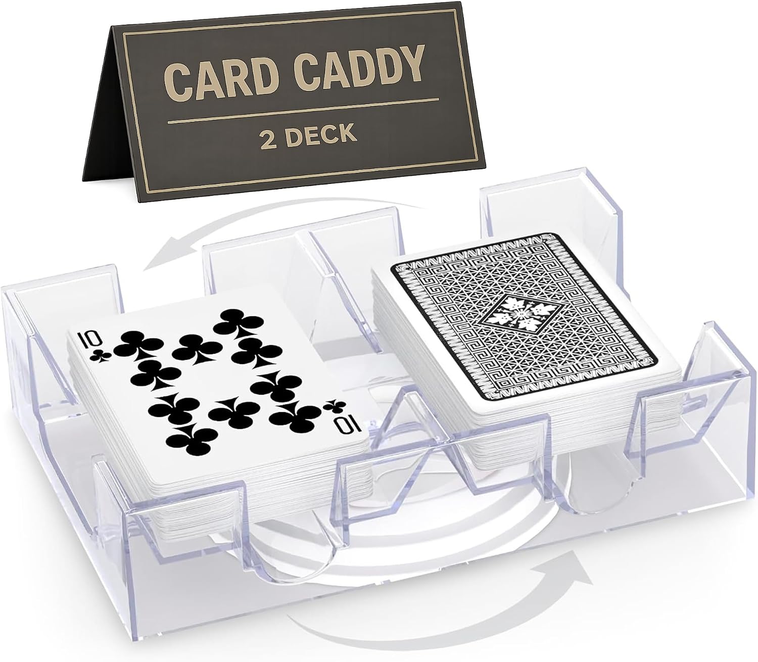 BURIUS 2 Deck Card Holders for Playing Cards, Revolving 360, 7.2 x 4.9 In