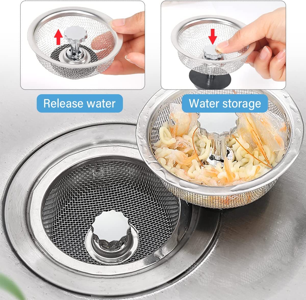 Setaccio Estensibile Per Lavello - Acciaio Inox, Regolabile 29.5-42 Cm