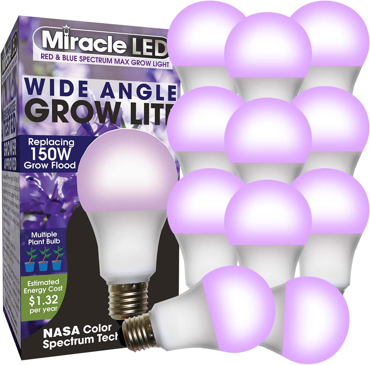 Miracle LED Multi-Plant Red & Blue 150W 12-Pack Grow Light,