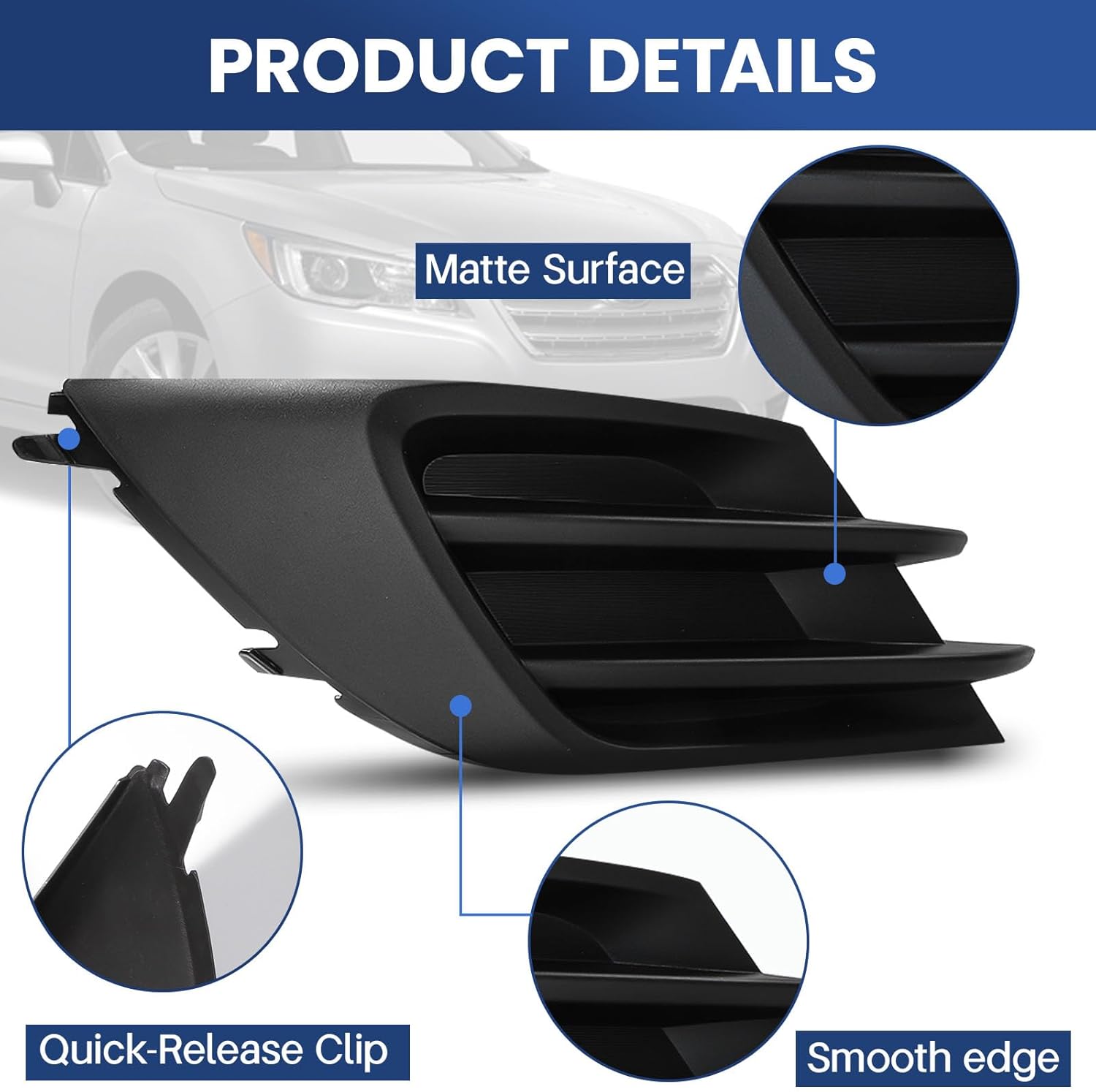 Fog Light Bezel Covers Compatible with Subaru Legacy 2015 2016 2017 (without foglights) Fog Light Bezel Left & Right Side, 1 Pair