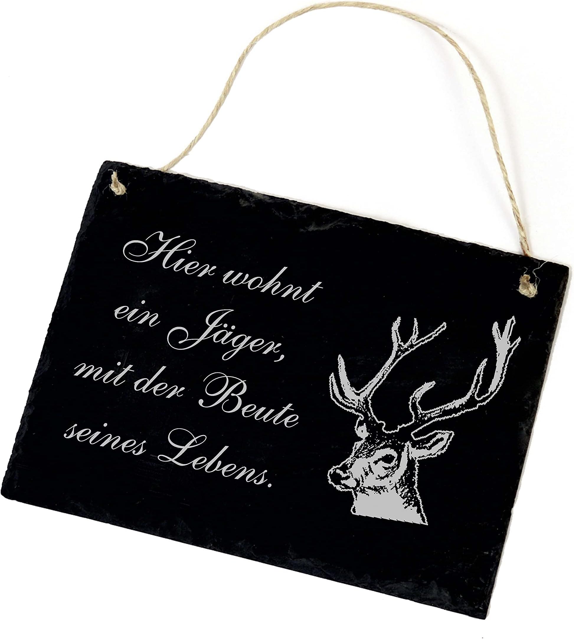 Targa Decorativa Per Cacciatori 'Hier Wohnt Ein Jäger' In Alluminio 17x22 Cm, Regalo Originale Made In Germany - 4