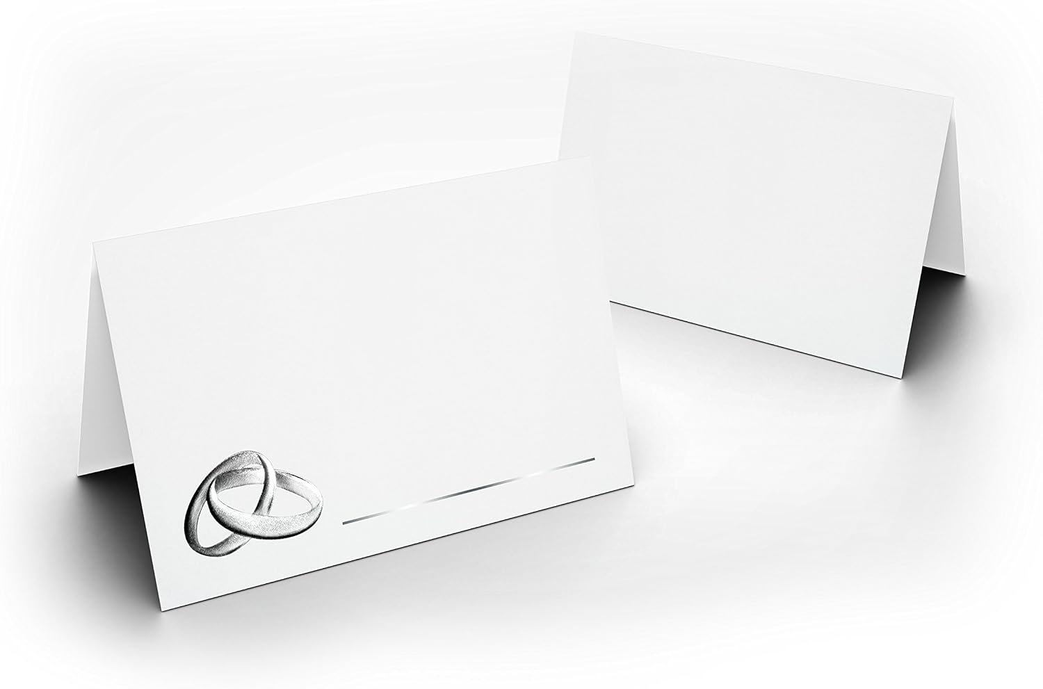 50 Tischkarten Für Hochzeit – Weiß Mit Goldenen Ringen, 8,5 X 11,2 Cm, 300 G/m² Papier, Beschreibbar