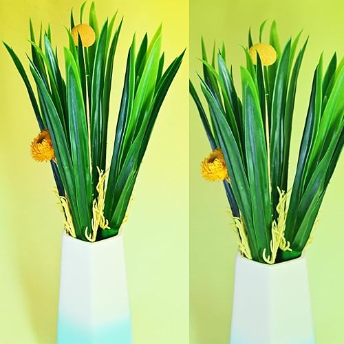 Miniatura 3 de HomeSoGood 4 piezas de hojas de orquídea artificiales Daun Orkid Home Garden Hoja de orquídea larga hoja de formio arbustos de plástico (12.2