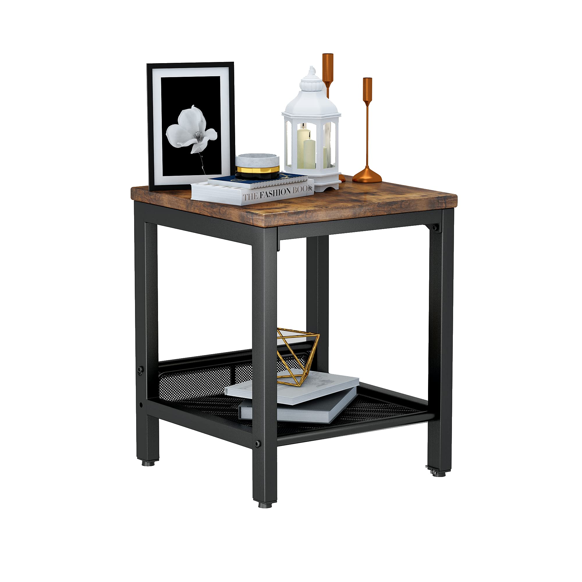 Buy AWQM Industrial End Table, 2Tier Side Table with Storage Shelf