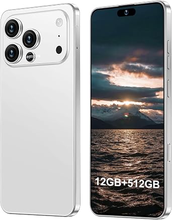 17PM Smartphone New Upgrade 12GB+512GB/6.99" Display 68+108MP Zoom Camera,Tempered Glass Finish, 7000mAh Android 15 White