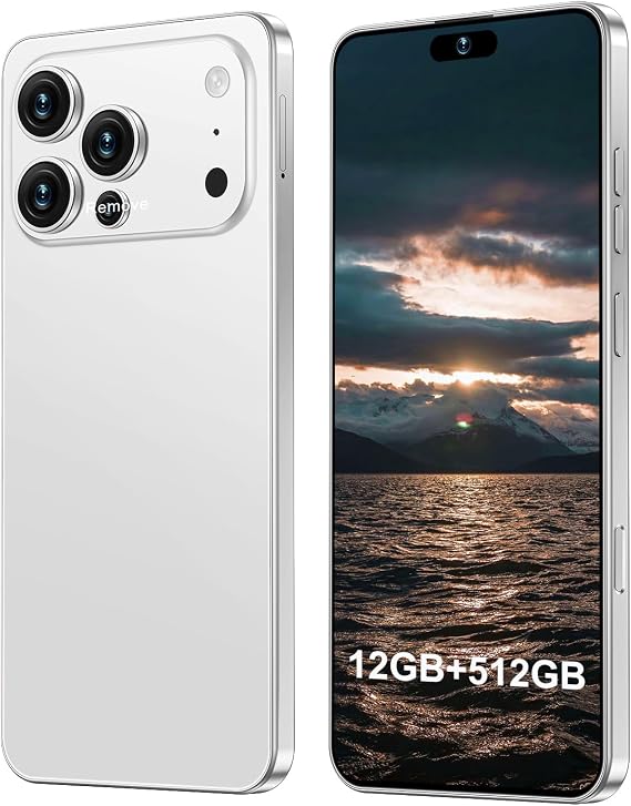17PM Smartphone New Upgrade 12GB+512GB/6.99 Display 68+108MP Zoom Camera,Tempered Glass Finish, 7000mAh Android 15 (White)