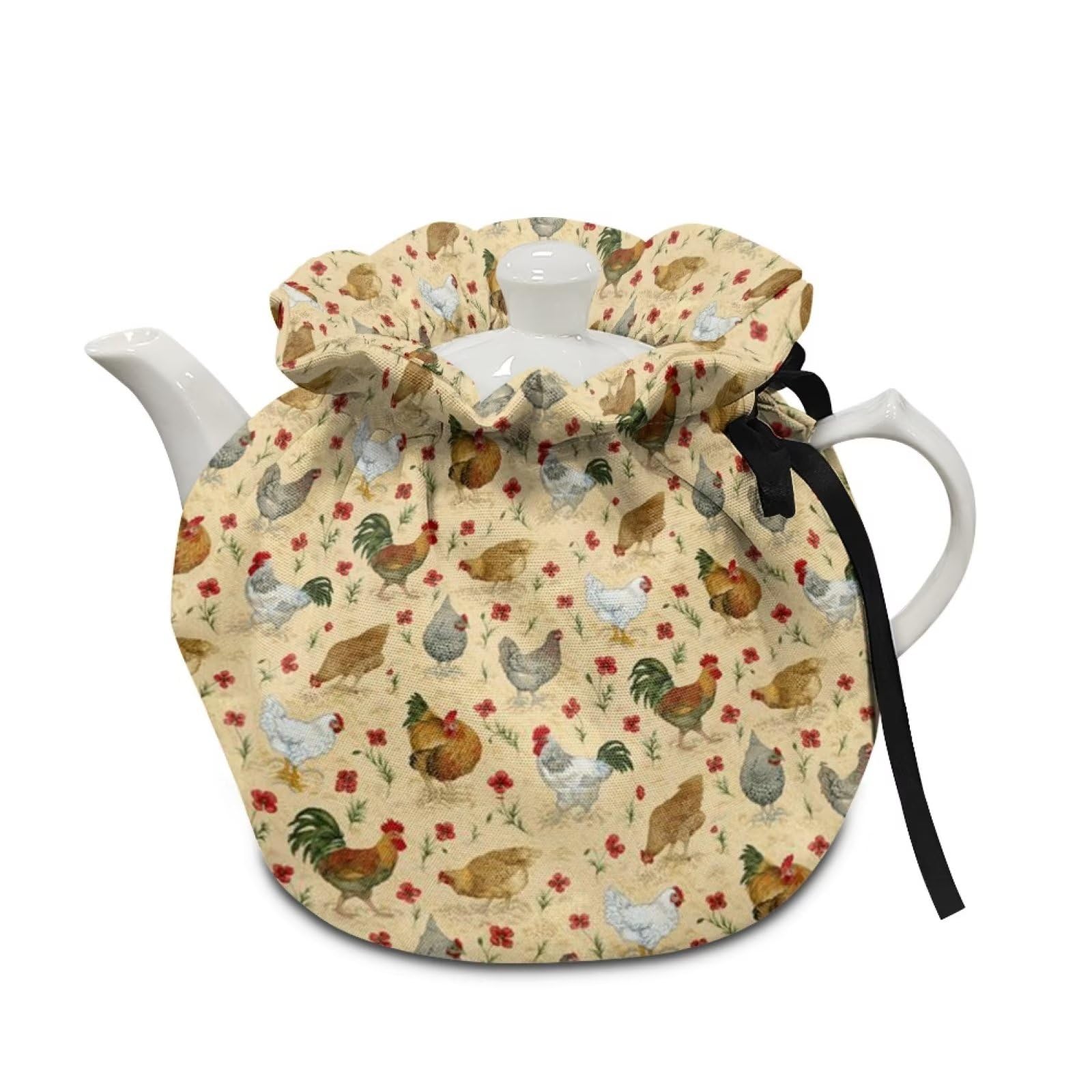 NETILGEN Tea Cozy Tea Pot Cosy Insulated Thermal Tea Kettle Quilt Breakfast Warmer Machine Washable for Teapot for Home Kitchen Decoration, Chicken Yellow