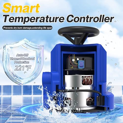 Miniatura 5 de AgiiMan Bomba de agua sumergible automática de 14 HP, bomba de sumidero de 2200 GPH para drenaje de piscina, bomba de extracción de agua con cable