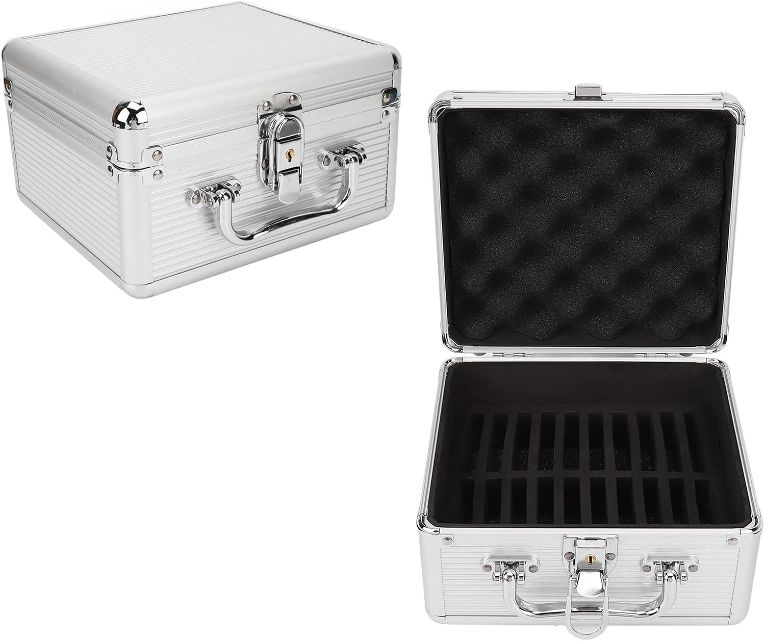 20 Bays 2.5in Hard Drive Storage Box with Safety Lock 2 Keys ABS Handle Shockproof Hard Drive Case EVA Cushioning Pad for 2.5in Hard Drives