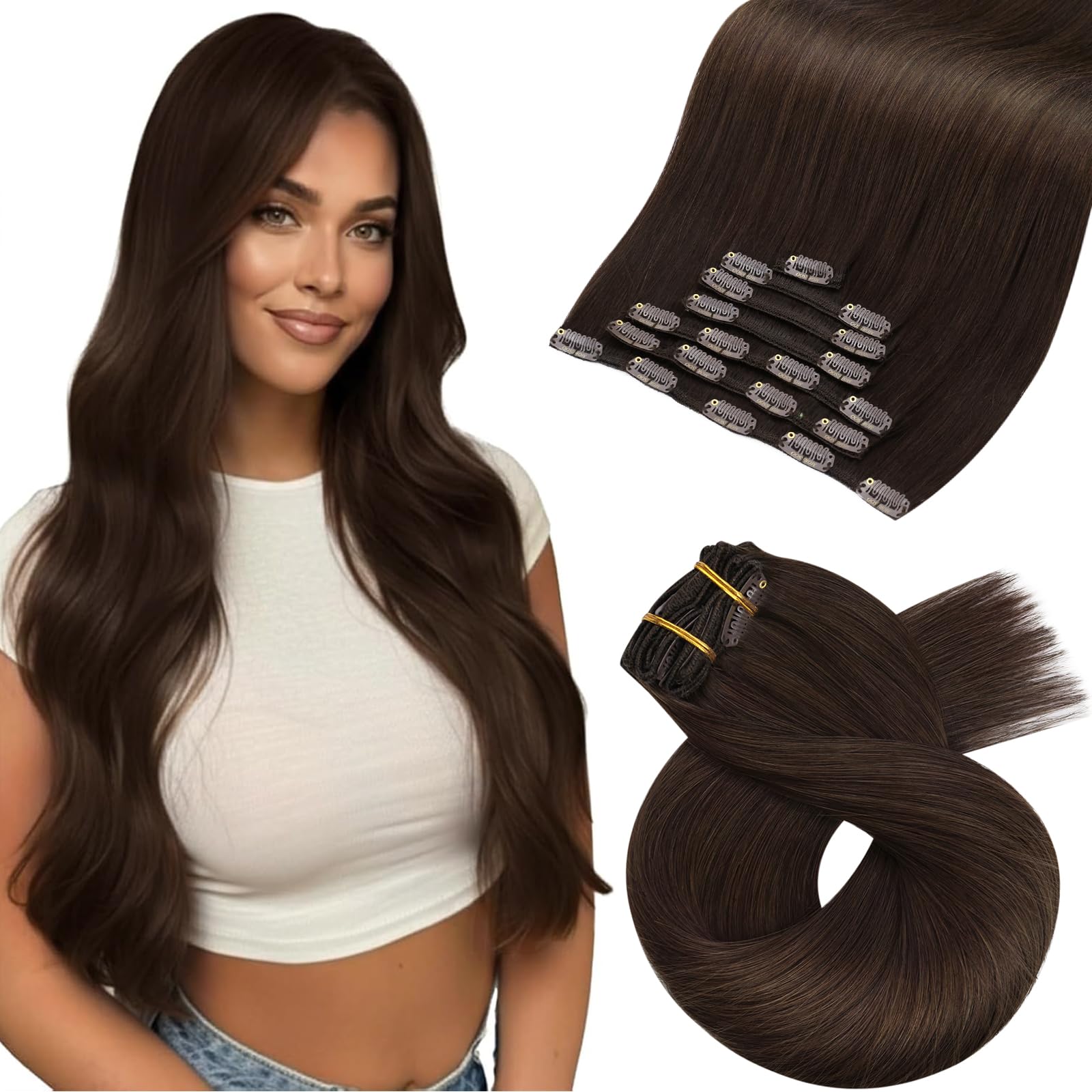 Moresoo Clip in Extensions Echthaar Haarverlängerung Echthaar Extensions Clip
