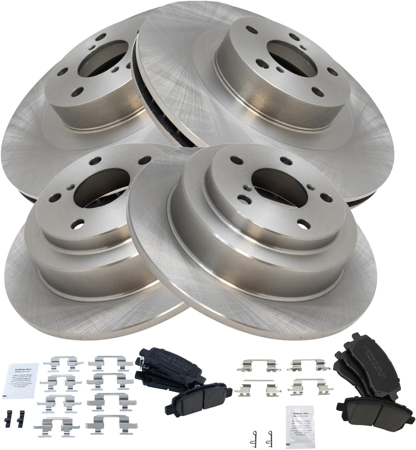 TRQ Front & Rear Brake Pad & Rotor Kit Ceramic Compatible with 2002-2003 Subaru Impreza